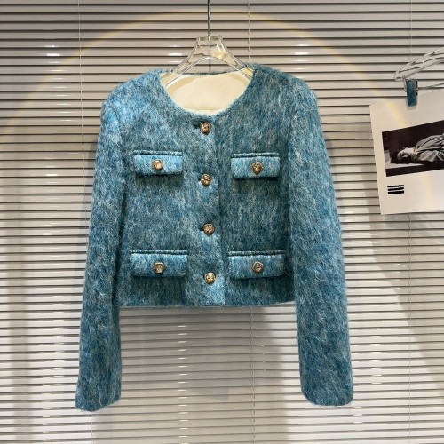 Internet celebrity's new winter style small fragrant style metal buckle woolen down inner lining warm short jacket top