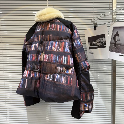 Internet celebrity's new winter niche bookshelf print with a brushed collar and side button down jacket