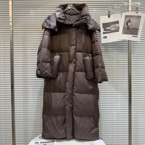 Internet celebrity's new winter niche style solid color loose and warm long knee length hooded down jacket