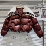 Internet celebrity's new winter style small fragrant pearl pendant, knitted shawl collar, warm bread jacket, down jacket