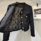 Netizen Same Winter New Style Small Fragrant Wind Retro Metal Buckle Bright Silk Down Inner Tank Short Coat for Women