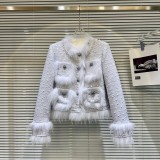 Internet celebrity's new winter style small fragrant fox fur edge diamond buckle sequin down inner tank short jacket top