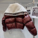 Internet celebrity's new style of small fragrant pearl pendant with knitted shawl collar for warmth, bread jacket, down jacket
