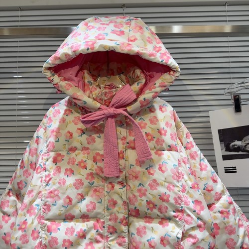 Internet celebrity's new winter niche hand-painted small flower cartoon pattern sweet and spicy hooded down jacket