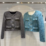 Internet celebrity's new winter style small fragrant style metal buckle woolen down inner lining warm short jacket top