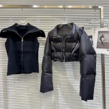 Internet celebrity's new winter explosive street style navy collar knitted vest+dark spicy girl down jacket