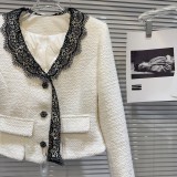 Internet celebrity's new winter style with small fragrance, lace and lace patchwork, coarse woolen down inner lining, short jacket for women