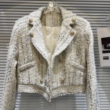Netizen Same Winter New Little Fragrant Wind Fox Collar Knitted Coarse Tweed Down Inner Tank Short Coat for Women