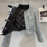 Internet celebrity's new winter style small fragrant wind bow clip with colorful tweed down inner short jacket