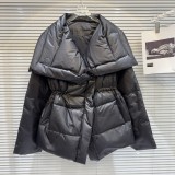 Internet celebrity's new winter explosive street style with a large lapel and drawstring waist design for warm down jacket for women