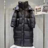 Internet celebrity's new winter niche style solid color loose and warm long knee length hooded down jacket