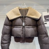 Internet celebrity's new winter niche fleece large lapel spicy girl short bread jacket down jacket