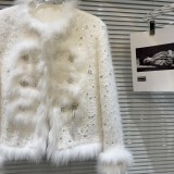 Netizen Same Winter New Little Fragrant Wind Fox Fur Edge Water Diamond Buckle Down Inner Tank Warm Short Coat for Women