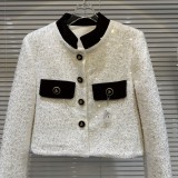 Internet celebrity's new winter style small fragrance full of sequins standing collar down inner tank equestrian jacket short jacket for women