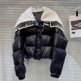 Internet celebrity's new winter style small fragrant pearl pendant, knitted shawl collar, warm bread jacket, down jacket