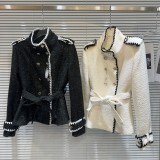 Internet celebrity's new winter style with small fragrant wind embroidery edge shoulder badge belt, bright silk down inner tank short jacket for women