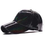 Fashionable New PU Leather Colorful Lacquer Leather Rainbow Overbright European and American Trendy Brand Baseball Hat