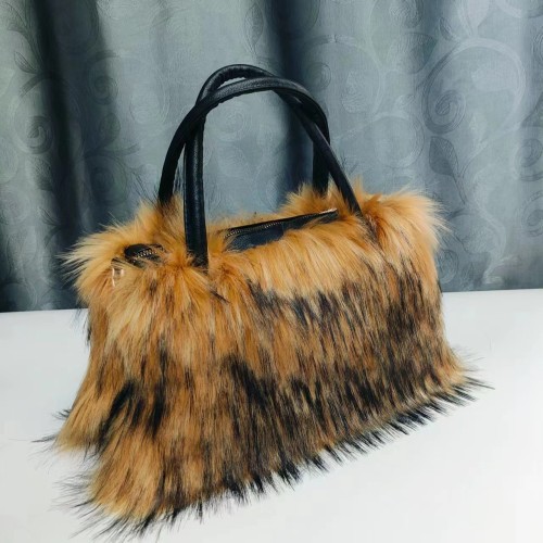 European and American faux fur plush bags, faux fur soft handbags, shopping bags, tote bags, faux raccoon fur, large capacity