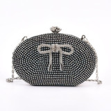 Fashion Trend Luxury Design Women's Diamond Bags Oval Shoulder Bags Decorated With Bow