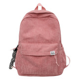 New Velvet Backpack Korean Edition Fashionable Solid Color Simple Large Capacity Campus Style High School Girls School Bag