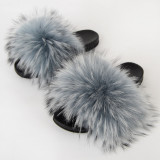 Manufacturer's spot wholesale of new foreign trade raccoon raccoon fur fur grass fox fur women's summer fur slippers North America station