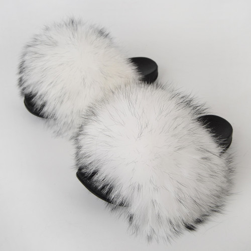 Manufacturer's spot wholesale of new foreign trade raccoon raccoon fur fur grass fox fur women's summer fur slippers North America station