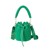 Bags Bag New Korean Style Fashion Lingge Small Fragrance Style Texture Internet Famous Women's Crossbody Fleece Bucket Bag
