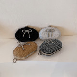 Fashion Trend Luxury Design Women's Diamond Bags Oval Shoulder Bags Decorated With Bow