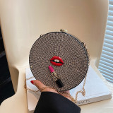 Round Acrylic Crystal Evening Clutch Bag Lips And Lipstick Minaudiere Rhinestone Purses Luxury Designer Wedding Party Handbags