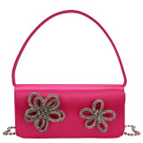 Luxury diamond purse flowers handbag fashion leather women chain shoulder bag