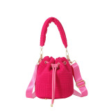 Bags Bag New Korean Style Fashion Lingge Small Fragrance Style Texture Internet Famous Women's Crossbody Fleece Bucket Bag