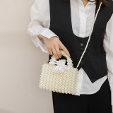 Internet celebrity DIY woven bag with new small fragrance, pearl chain, crossbody fairy, Western style banquet bag trend