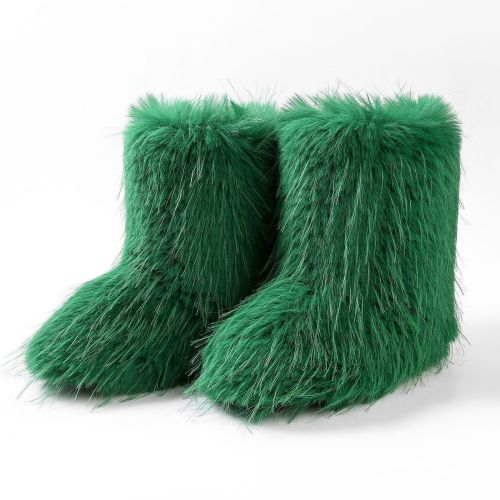 Cross border new foreign trade long sleeved fur boots, winter fashion spicy girl snow boots, outdoor imitation raccoon fur medium sleeved boots