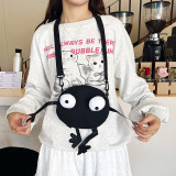 Cartoon Canvas Small Bag New Cute Girl Relationship Big Eyes Ugly Cute One Shoulder Crossbody Small Round Bag Trendy