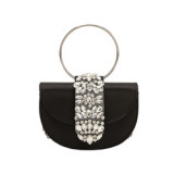 Wedding Party Trendy Women Crystal Diamond Handbags Designer Luxury Pink Evening Round Ring Evening Clutch Purses