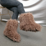 Cross border European and American imitation beach wool boots, children's winter imitation fur grass subculture, millennial spicy girl, mid length snow boots