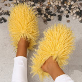 Cross border imitation beach wool slippers for women's warm home cotton slippers for foreign trade