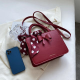 Women's New Forest Women's Polka Dotted Ribbon Bowtie Western style Instagram Large Capacity Handheld Crossbody Tote Bag