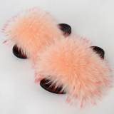 Manufacturer's spot wholesale of new foreign trade raccoon raccoon fur fur grass fox fur women's summer fur slippers North America station