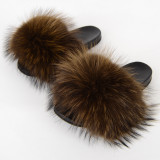 Manufacturer's spot wholesale of new foreign trade raccoon raccoon fur fur grass fox fur women's summer fur slippers North America station