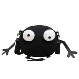 Cartoon Canvas Small Bag New Cute Girl Relationship Big Eyes Ugly Cute One Shoulder Crossbody Small Round Bag Trendy