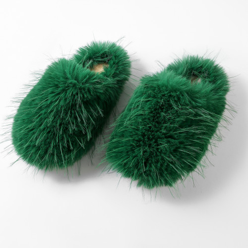 Wholesale of manufacturer's foreign trade plush slippers for women in autumn and winter, with added plush and warm cotton slippers for home use, imitation fur, anti slip slip toe flip flops