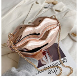 Funny big lips bag new European and American dinner bag design chain bling chain shoulder bag for lipstick