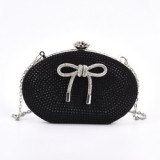 Fashion Trend Luxury Design Women's Diamond Bags Oval Shoulder Bags Decorated With Bow