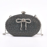 Fashion Trend Luxury Design Women's Diamond Bags Oval Shoulder Bags Decorated With Bow