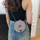 Round Acrylic Crystal Evening Clutch Bag Lips And Lipstick Minaudiere Rhinestone Purses Luxury Designer Wedding Party Handbags