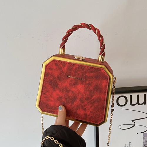 Women's New European and American Fashion Retro Texture Personalized Weaving Handheld Crossbody Acrylic Box Bag