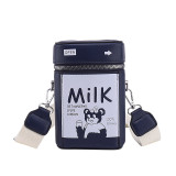 PU Summer Small Bag Forest Style Girl Fashion Print Cute Cartoon Wide Shoulder Strap Crossbody Cow Box Bag