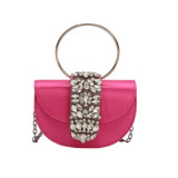 Wedding Party Trendy Women Crystal Diamond Handbags Designer Luxury Pink Evening Round Ring Evening Clutch Purses
