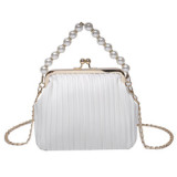 Korean INS Style Pearl Handbag for Ladies Fashion Pleated Personalized Single Shoulder Messenger Bag Shell Bag for Women